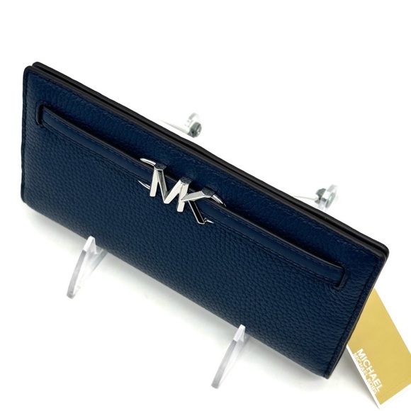 Michael Kors Reed Large Snap Bifold Wallet Navy Blue - Picture 4 of 8